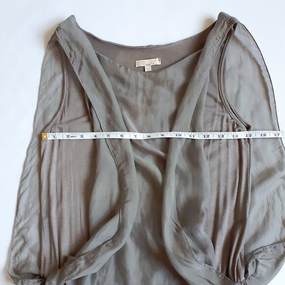 GIUSY 100% Silk Sleeveless Mushroom Top Blouse in Neutral Gray - Picture 6 of 13